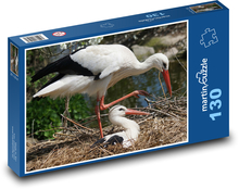 Bocian biały - gniazdo, pisklę Puzzle 130 elementów - 28,7x20 cm
