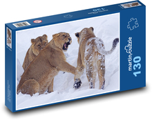Lioness - snow, zoo Puzzle 130 pieces - 28.7 x 20 cm