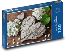 Srdce - drevo, orgován Puzzle 130 dielikov - 28,7 x 20 cm 