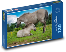 Kůň - kobyla, hříbě Puzzle 130 dílků - 28,7 x 20 cm
