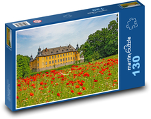 Hrad - vlčí mak, kvety Puzzle 130 dielikov - 28,7 x 20 cm 