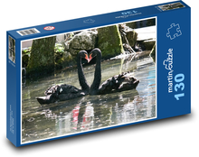Czarny łabędź - serce, zwierzę Puzzle 130 elementów - 28,7x20 cm