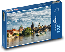 Praha - most, řeka Puzzle 130 dílků - 28,7 x 20 cm