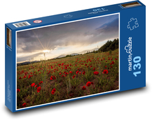 Vlčie maky, západ slnka Puzzle 130 dielikov - 28,7 x 20 cm 
