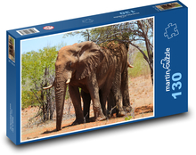 Slon africký - zviera, cicavec Puzzle 130 dielikov - 28,7 x 20 cm 