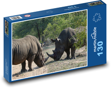 Nosorožci - zvířata, savci Puzzle 130 dílků - 28,7 x 20 cm
