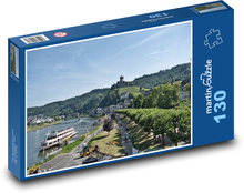 Hrad - vesnice, řeka Puzzle 130 dílků - 28,7 x 20 cm