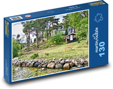 Domy - kopec, rieka Puzzle 130 dielikov - 28,7 x 20 cm