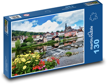 Kvety - dedina, rieka Puzzle 130 dielikov - 28,7 x 20 cm 