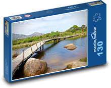 Drevený most - rieka, príroda Puzzle 130 dielikov - 28,7 x 20 cm 