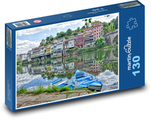 Lode - rieka, dedina Puzzle 130 dielikov - 28,7 x 20 cm 