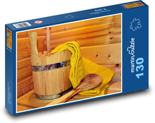 Drevená sauna - wellness, oddýchnuť si Puzzle 130 dielikov - 28,7 x 20 cm 