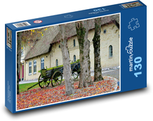 Altes Haus - Holzwagen, Geschichte Puzzle 130 Teile - 28,7x20 cm