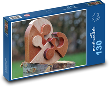 Dřevěné srdce - dekorace, hádanka Puzzle 130 dílků - 28,7 x 20 cm