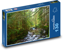 Les - potok, příroda Puzzle 130 dílků - 28,7 x 20 cm