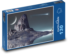 Berg - Nacht, Mond Puzzle 130 Teile - 28,7x20 cm