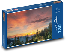 Sunset over trees - forest, clouds Puzzle 130 pieces - 28.7 x 20 cm 