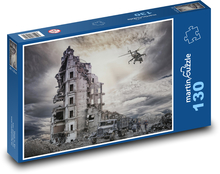Zničený dom - vojna, vojaci Puzzle 130 dielikov - 28,7 x 20 cm 