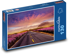 Dálnice - západ slunce, hory Puzzle 130 - 28,7x20 cm