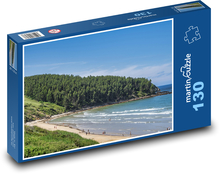 Turyści na plaży - morze, wybrzeże Puzzle 130 elementów - 28,7x20 cm