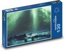 Polární záře - led, zima Puzzle 130 dílků - 28,7 x 20 cm