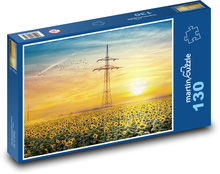 Pole slnečníc - krajina, mraky Puzzle 130 dielikov - 28,7 x 20 cm 