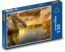 Jezero - krajina, hory Puzzle 130 dílků - 28,7 x 20 cm