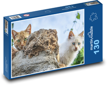 Číhající kočky - domácí mazlíčci, zvířata Puzzle 130 dílků - 28,7 x 20 cm