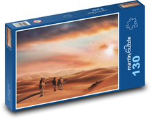 Písečné duny - velbloudi, poušť  Puzzle 130 dílků - 28,7 x 20 cm