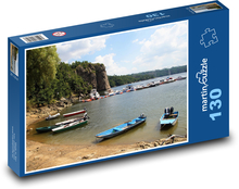 Zatoka - tama, łodzie Puzzle 130 elementów - 28,7x20 cm