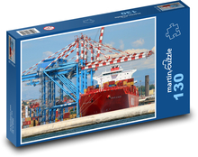 Statek towarowy, port Puzzle 130 elementów - 28,7x20 cm