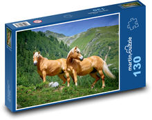 Kone Haflingovej - Alpská pastvina Puzzle 130 dielikov - 28,7 x 20 cm 