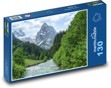 Alpy - rzeka, góra Puzzle 130 elementów - 28,7x20 cm