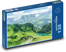 Alpy - lanovka, příroda Puzzle 130 dílků - 28,7 x 20 cm