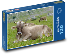 Kráva - dobytek, hory Puzzle 130 - 28,7x20 cm