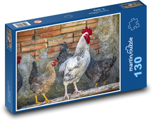 Hen - rooster, domestic animals Puzzle 130 pieces - 28.7 x 20 cm 