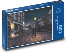 Ulica v noci - pouličná lampa, tma Puzzle 130 dielikov - 28,7 x 20 cm
