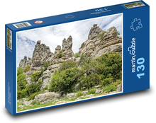 Španielsko - Malaga, skala Puzzle 130 dielikov - 28,7 x 20 cm 