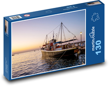 Schiff im Hafen - Sonnenuntergang, Meer Puzzle 130 Teile - 28,7x20 cm