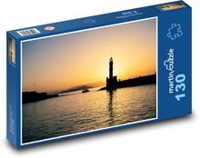 Leuchtturm - Sonnenuntergang, Hafen Puzzle 130 Teile - 28,7x20 cm