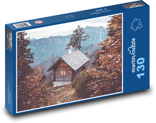 Horská chata - podzim, alpy Puzzle 130 dílků - 28,7 x 20 cm