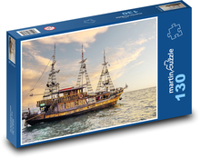 Výletní loď - moře, západ slunce Puzzle 130 dílků - 28,7 x 20 cm