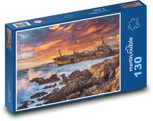 Vrak lodi - pobřeží, skály Puzzle 130 dílků - 28,7 x 20 cm