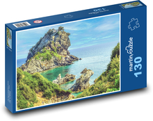 Wyspa na morzu - wybrzeże, skały Puzzle 130 elementów - 28,7x20 cm