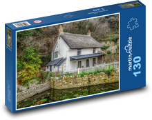 Dedinský dom - chalupa, rybník Puzzle 130 dielikov - 28,7 x 20 cm 