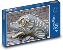 Ryba - posąg, kamień Puzzle 130 elementów - 28,7x20 cm