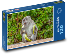 Monkey with bananas - macaque, eat Puzzle 130 pieces - 28.7 x 20 cm 