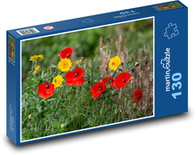 Mak - kwiaty, łąka Puzzle 130 elementów - 28,7x20 cm