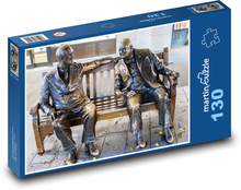 Churchill a Roosevelt - sochy, lavička  Puzzle 130 dílků - 28,7 x 20 cm