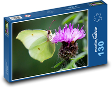 Grüner Schmetterling - Blume, Garten Puzzle 130 Teile - 28,7x20 cm